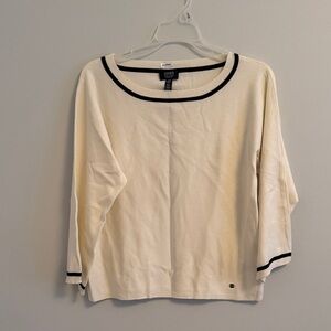 Jones New York Cream and Black Scoop Neck Sweater